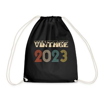 2023 Vintage Vintage Retro Birthday - Original - Drawstring Bag - black - Front