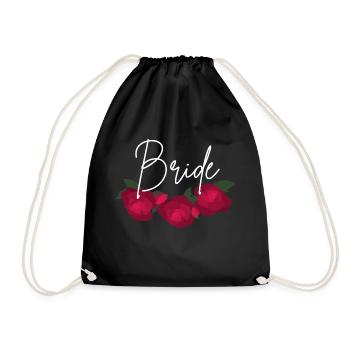 Minimalist red flower bridle - Drawstring Bag - black - Front