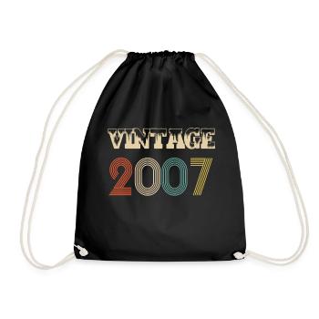 2007 Vintage Vintage Retro Birthday - Original - Drawstring Bag - black - Front
