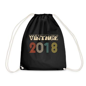 2018 Vintage Vintage Retro Birthday - Original - Drawstring Bag - black - Front