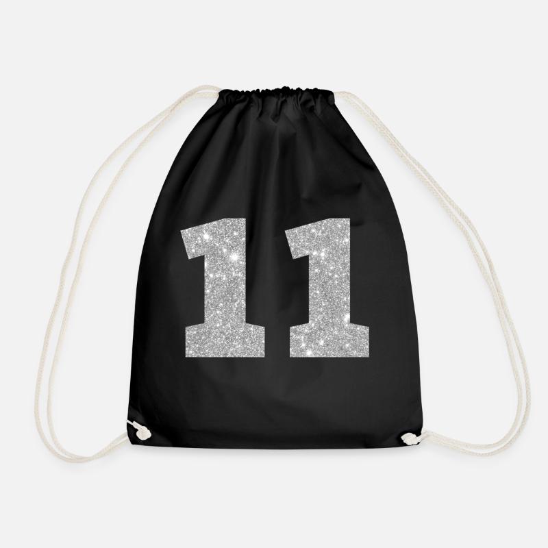 Nummer 11 Silberglitter - 11. Jahrestag - Turnbeutel - Schwarz