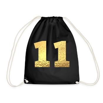 Numéro 11 paillettes doré - 11e anniversaire - Sac de sport léger - noir - Devant