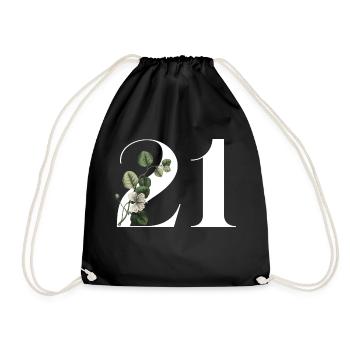 Numéro 21 floral vert -21e anniversaire floral - Sac de sport léger - noir - Devant