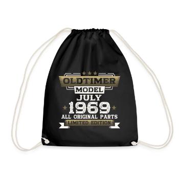 Oldtimer Juli 1969 Jahrgang 1969 55. Geburtstag 69 - Turnbeutel - Schwarz - Vorne