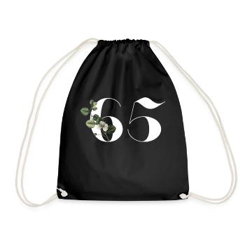 Numéro 65 floral vert - 65e anniversaire floral - Sac de sport léger - noir - Devant