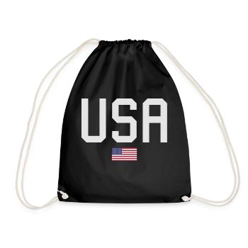 TEAM USA amerikanische Flagge Fahne unter Schrift - Turnbeutel - Schwarz - Vorne