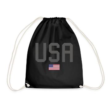 TEAM USA amerikanische Flagge Fahne unter Schrift - Turnbeutel - Schwarz - Vorne