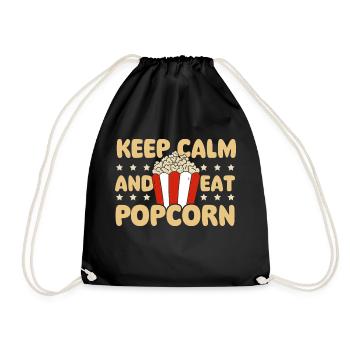 Keep Calm And Eat Popcorn - Popped Corn Kernel - Drawstring Bag - black - Front