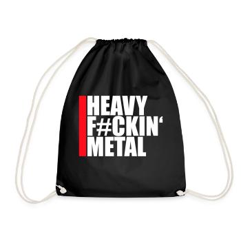 Heavy F#ckin' Metal Hard Rock Musik Text Spruch - Turnbeutel - Schwarz - Vorne