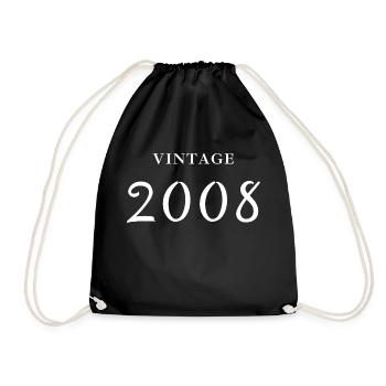 Jahrgang 2008 - Geschenkidee zum Jubiläum - Turnbeutel - Schwarz - Vorne