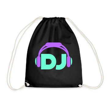 DJ Headphones Music Party Celebrations Text Lettering - Drawstring Bag - black - Front