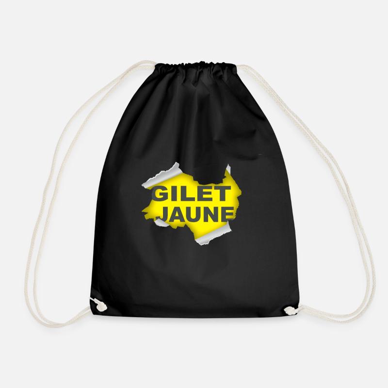 Yellow Vest - Drawstring Bag - black
