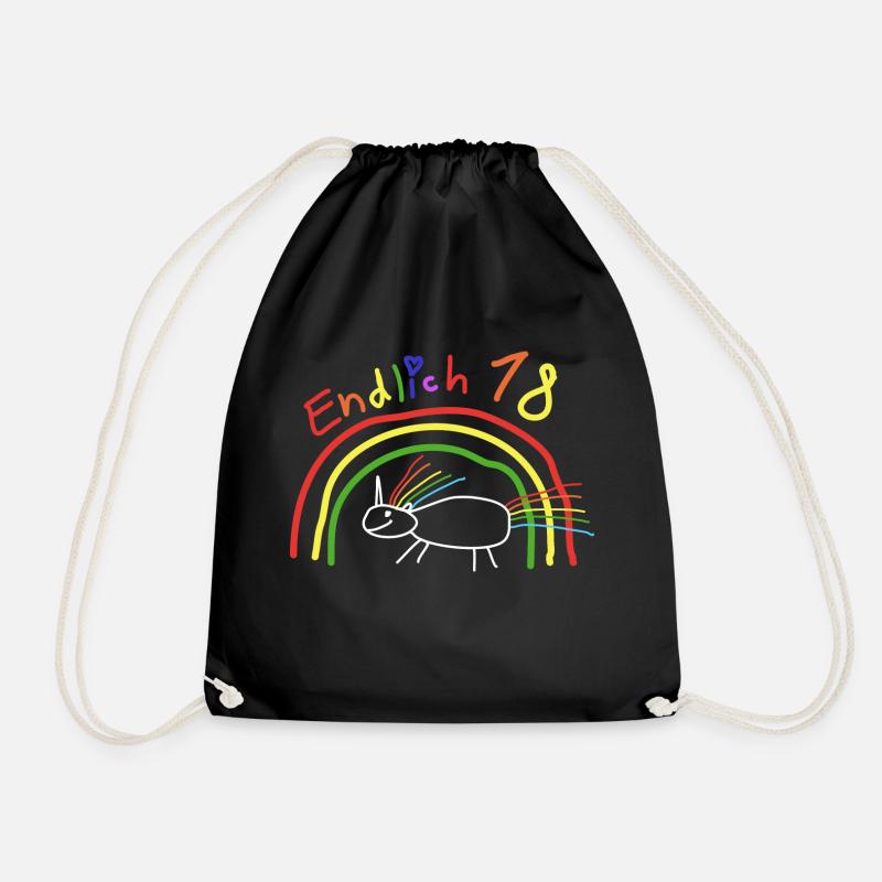 18. Geburtstag Einhorn Regenbogen Geschenk - Turnbeutel - Schwarz