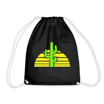 Cactus, Soleil, Épineux, Nuit, Désert, Coucher de soleil - Sac de sport léger - noir - Devant