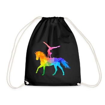 Voltigieren Akrobatik Reitsport Reiten Pferd bunt - Turnbeutel - Schwarz - Vorne