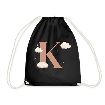 Letter k clouds stars - Drawstring Bag - black - Front