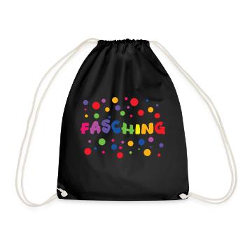 Fasching bunte Karneval Fastnacht Aufschrift - Turnbeutel - Schwarz - Vorne