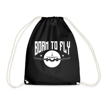 Born To Fly - Aviation Lover Pilot Airplane - Drawstring Bag - black - Front