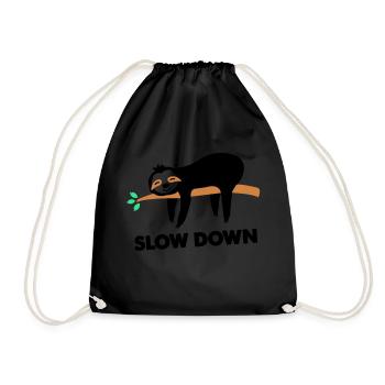 Sloth slow down - Drawstring Bag - black - Front