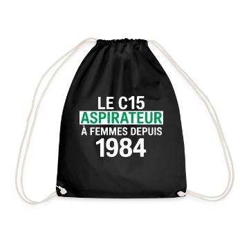 Der C15 Damenstaubsauger Geschenk C15 vom Herrn - Turnbeutel - Schwarz - Vorne