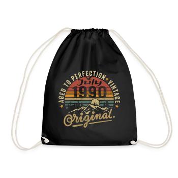 July 1990 July 1990 Birthday july 1990 - Drawstring Bag - black - Front