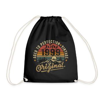 July 1999 July 1999 birthday july 1999 - Drawstring Bag - black - Front
