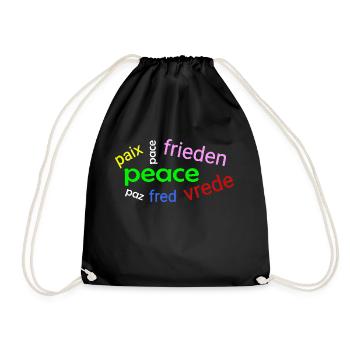 Peace word cloud - Drawstring Bag - black - Front