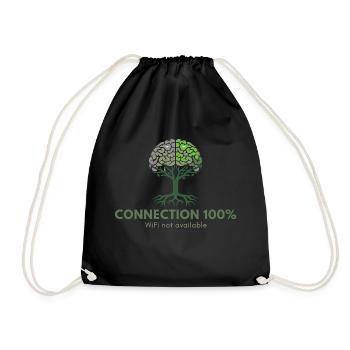Connection 100%, WIFI not available - Drawstring Bag - black - Front