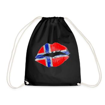Kiss (Norway / Noreg) - Drawstring Bag - black - Front