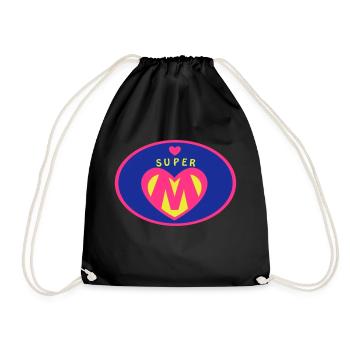 Super Mama Geschenk - Turnbeutel - Schwarz - Vorne