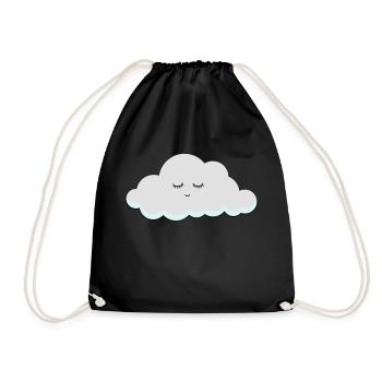 Schlaf Wolke mit Wimpern - Turnbeutel - Schwarz - Vorne