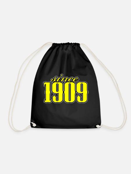 since 1909 (yellow) - Drawstring Bag - black