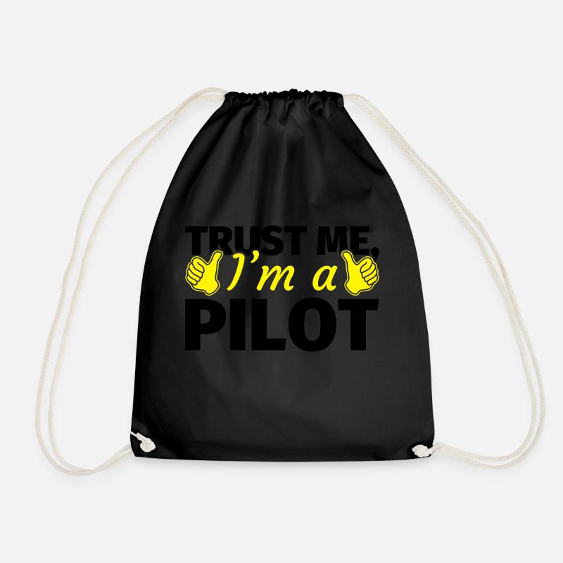 Trust me I'm a Pilot - Drawstring Bag - black