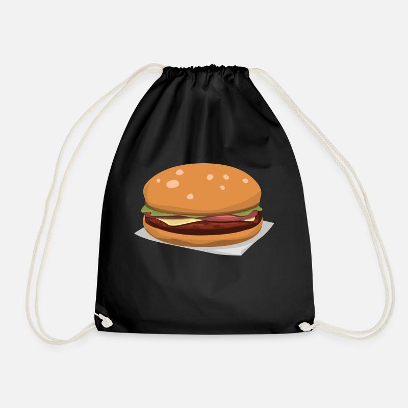Leckerer Hamburger - Drawstring Bag - black
