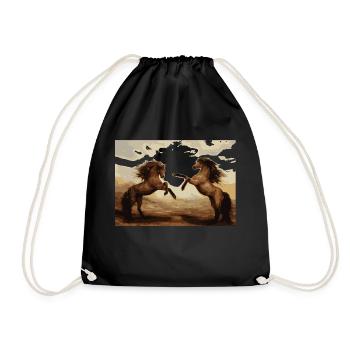 horses - Drawstring Bag - black - Front