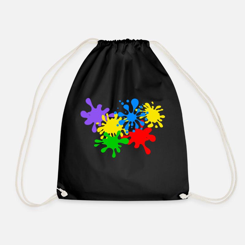 Splashes of paint blots paint splash painter artist - Drawstring Bag - black