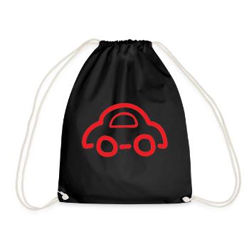 Aufdruck von einem roten Auto - Turnbeutel - Schwarz - Vorne