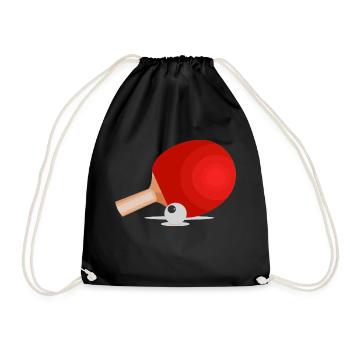 Tischtennis Tischtennisspieler Geschenk - Turnbeutel - Schwarz - Vorne