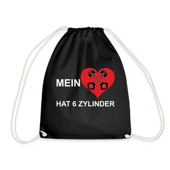 V6 Zylinder Auto Tuning Herz Shirt - Turnbeutel - Schwarz - Vorne