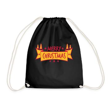 banner fir tree text design logo fir stars fr - Drawstring Bag - black - Front