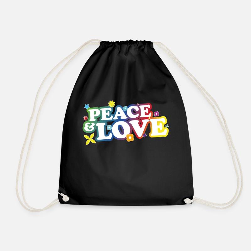 Peace & Love - Turnbeutel - Schwarz