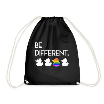 Be Different LGBT Gay Duck Regenbogen - Turnbeutel - Schwarz - Vorne