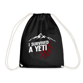 i survived a yeti 01 t shirt tibet nepal himalaya - Drawstring Bag - black - Front