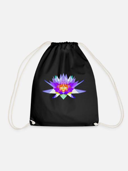 Lotus Blume Polygon - Turnbeutel - Schwarz