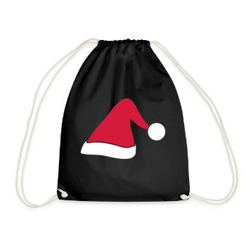 Weihnachtsmütze// Weihnachtsfeier// Weihnachtsmann - Turnbeutel - Schwarz - Vorne