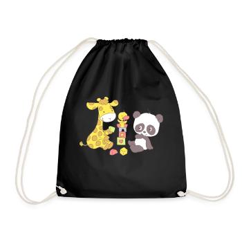 Giraffe and Panda playing with Blocks - Sac de sport léger - noir - Devant