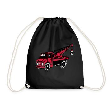 Car toy truck crane tow truck-mounted crane truck - Drawstring Bag - black - Front
