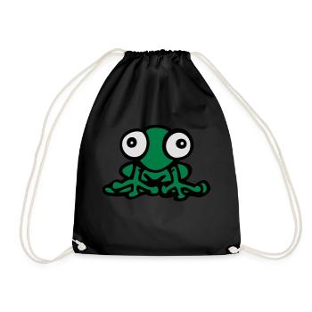 lustiger Frosch der Karikatur nettes kawaii Spaßco - Turnbeutel - Schwarz - Vorne