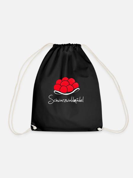 Schwarzwaldmädel - roter Bollenhut - Turnbeutel - Schwarz