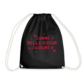 Soeur / Sœur / Sœurette / belle soeur / Frère - Sac de sport léger - noir - Devant